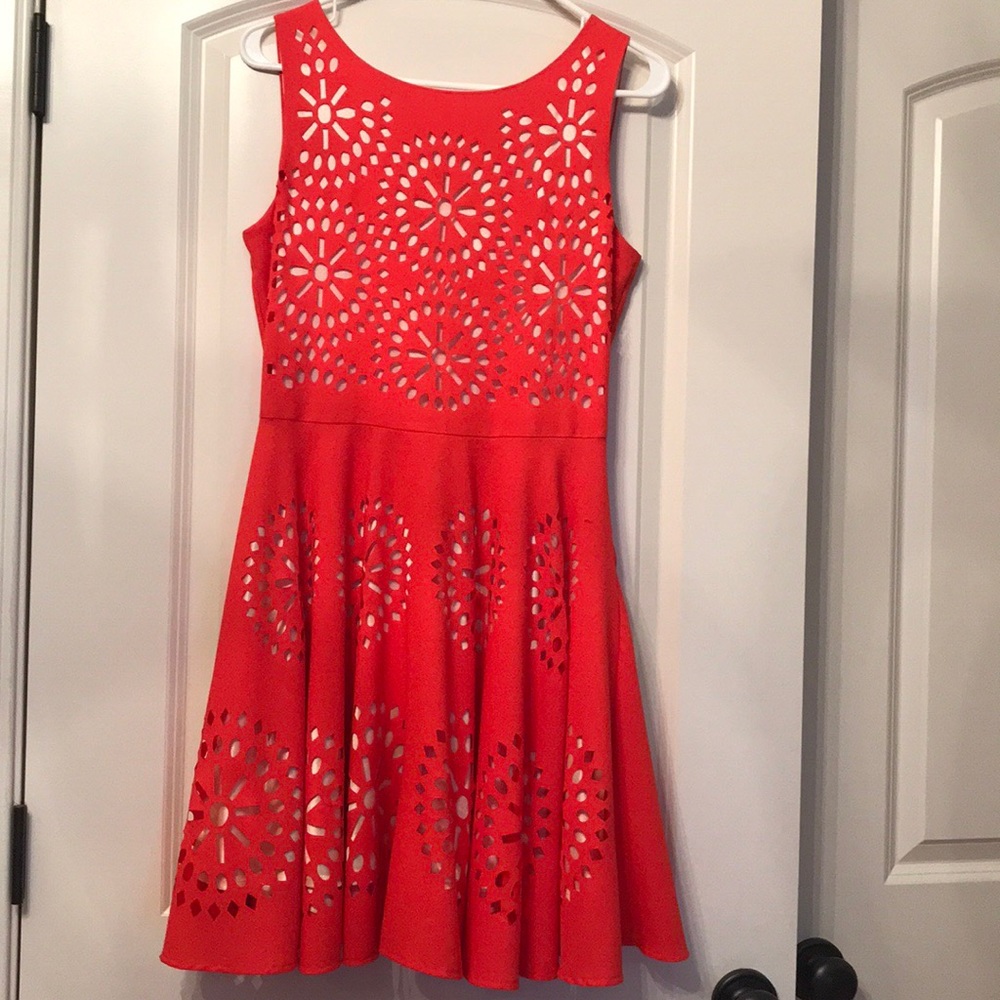 Orange and Gold Fit and Flare Dress